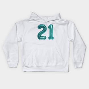 Aqua Blue 21st Birthday Metallic Helium Balloons Numbers Kids Hoodie